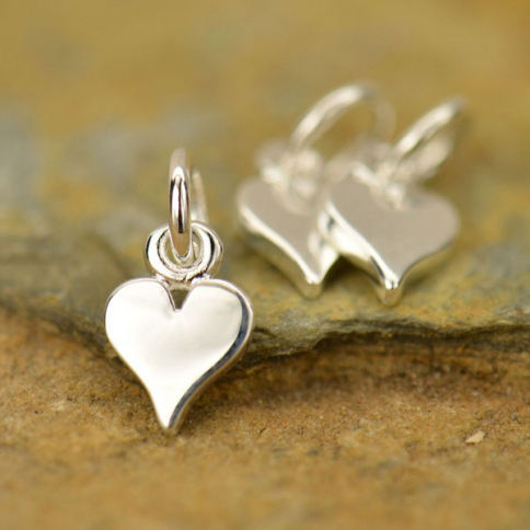 Sterling Silver Heart Charm - Tiny 11x5mm