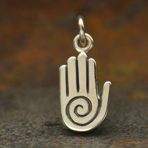 Sterling Silver Healing Hand Charm 17x7mm