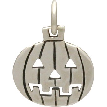 Sterling Silver Pumpkin Charm - Halloween Charm 16x11mm