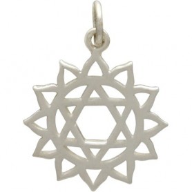 Sterling Silver Heart Chakra Charm - Yoga Charm 22x15mm