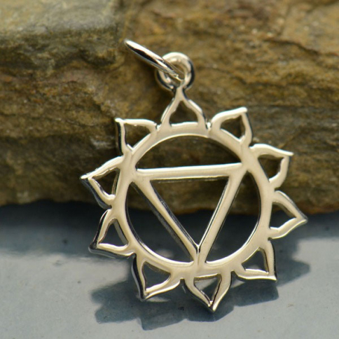Sterling Silver Solar Plexus Chakra Charm Yoga Charm 21x15mm