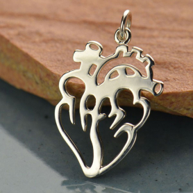 Silver Anatomical Heart Charm - Flat 26x16mm DISCONTINUED