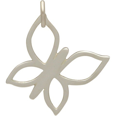 Sterling Silver Butterfly Charm - Openwork 22x19mm
