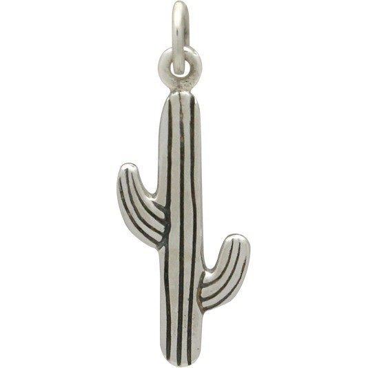 Sterling Silver Cactus Charm 24x8mm