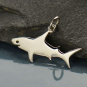 Sterling Silver Shark Charm - Beach Charm 17x24mm