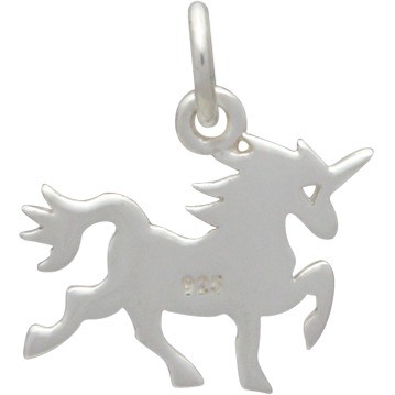 Sterling Silver Unicorn Charm - Flat 15x14mm