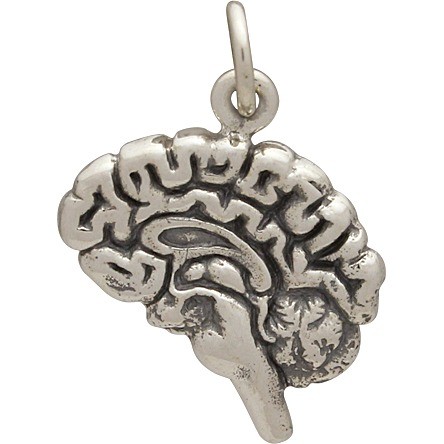 Sterling Silver Brain Charm 19x14mm