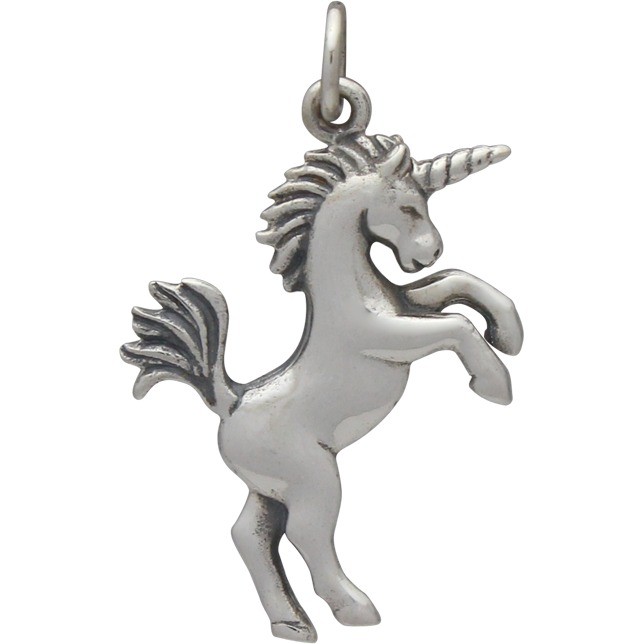 Sterling Silver Unicorn Charm - Animal Charms - 3D 27x18mm