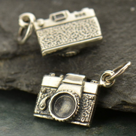 Sterling Silver Camera Charm - Hobby Charms 18x12mm