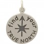 Sterling Silver Word Charm - Find Your True North 21x15mm