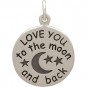 Silver Word Charm - Love You to the Moon and Back 21x15mm