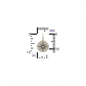 Sterling Silver Compass Rose Charm - Small 13x8mm