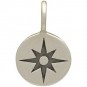 Sterling Silver Compass Rose Charm - Small 13x8mm