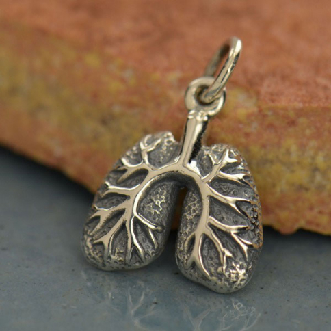 Sterling Silver Lungs Charm 17x12mm