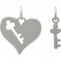 Silver Heart Charm with Key Cutout and Key -Set DISCONTINUED