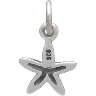 Sterling Silver Tiny Textured Starfish Charm 14x8mm