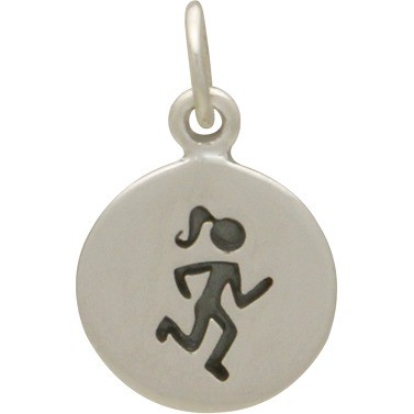 Sterling Silver Runner Charm - Sports Charms 16x10mm