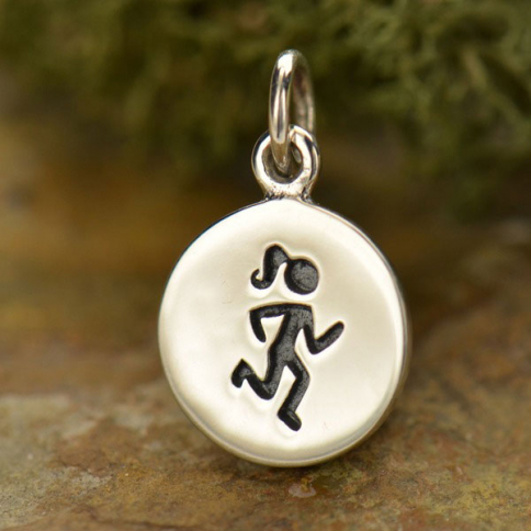 Sterling Silver Runner Charm - Sports Charms 16x10mm