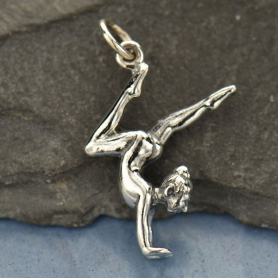 Sterling Silver Gymnast Charm - Sports Charms - 3D 24x11mm