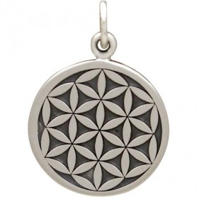 Sterling Silver Flower of Life Charm Sacred Geometry 22x15mm