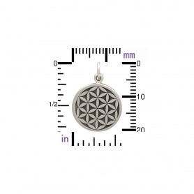 Sterling Silver Flower of Life Charm Sacred Geometry 22x15mm