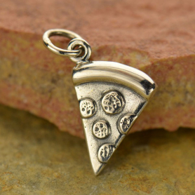 Sterling Silver Pizza Charm -Food Charm 18x10mm DISCONTINUED