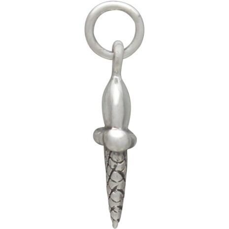 Sterling Silver Ice Cream Cone Charm - Food Charm 19x8mm