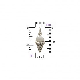 Sterling Silver Ice Cream Cone Charm - Food Charm 19x8mm