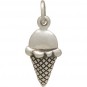 Sterling Silver Ice Cream Cone Charm - Food Charm 19x8mm