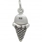 Sterling Silver Ice Cream Cone Charm - Food Charm 19x8mm