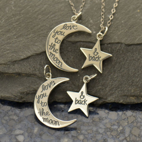 Sterling Silver Word Charm - Set - Love You to the Moon