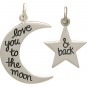 Sterling Silver Word Charm - Set - Love You to the Moon