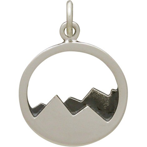 Sterling Silver Mountain Charm - Openwork 22x15mm