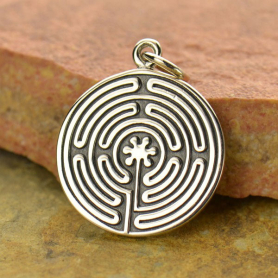 Sterling Silver Labyrinth Pendant 21x15mm