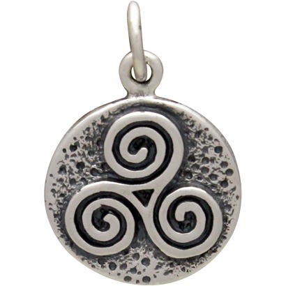 Sterling Silver Amulet Charm - Triple Spiral 18x12mm
