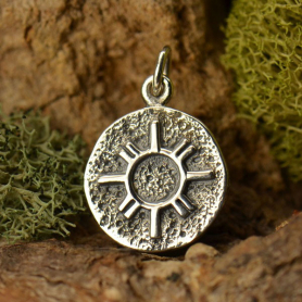 Sterling Silver Amulet Charm - Zia Sun 18x12mm