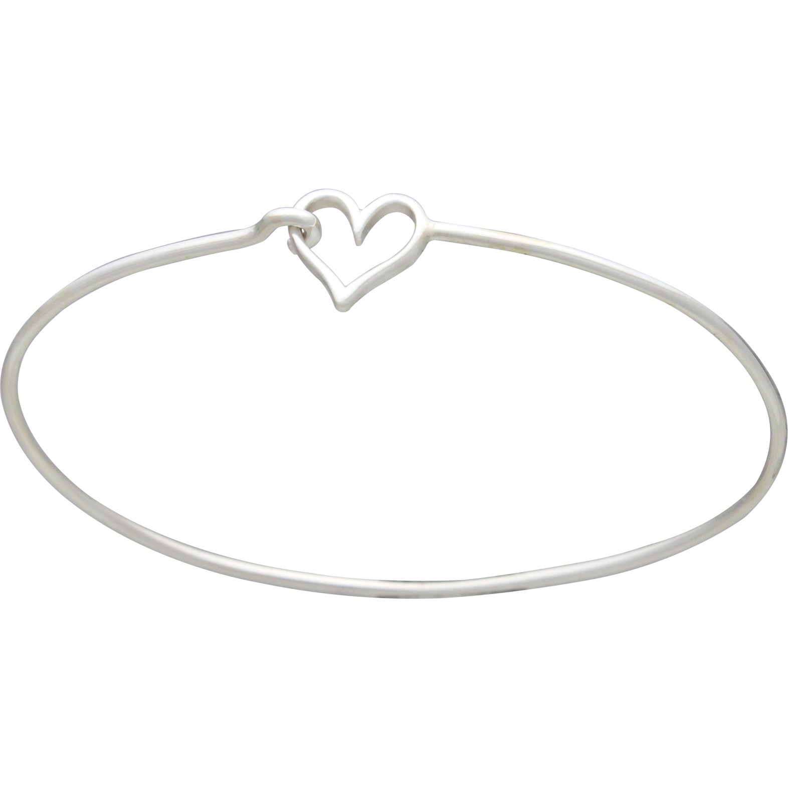 Sterling Silver Charm Bracelet - Heart Hook and Eye Closure