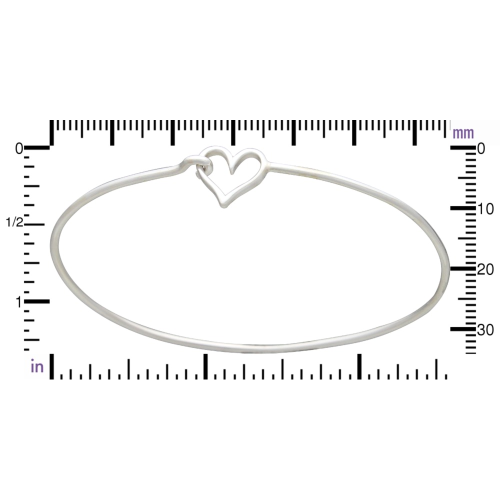 Sterling Silver Charm Bracelet - Heart Hook and Eye Closure