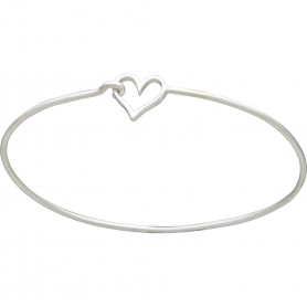 Sterling Silver Charm Bracelet - Heart Hook and Eye Closure