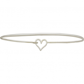 Sterling Silver Charm Bracelet - Heart Hook and Eye Closure