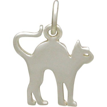 Sterling Silver Scaredy Cat Charm - Flat 16x12mm