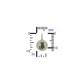 Sterling Silver Etched Sitting Cat Charm 13x8mm