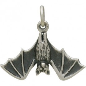  Sterling Silver Realistic Bat Charm 17x20mm