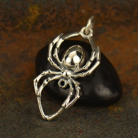 Sterling Silver Realistic Spider Charm 24x12mm