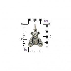 Sterling Silver 3D Teddy Bear Charm 19x12mm