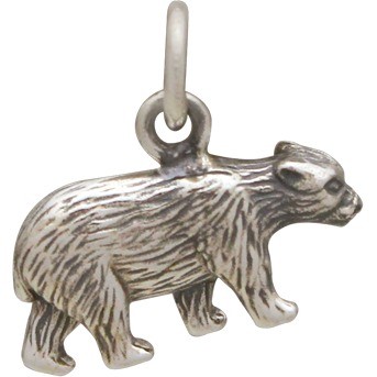  Sterling Silver Bear Charm - Animal Charm - 3D 14x14mm