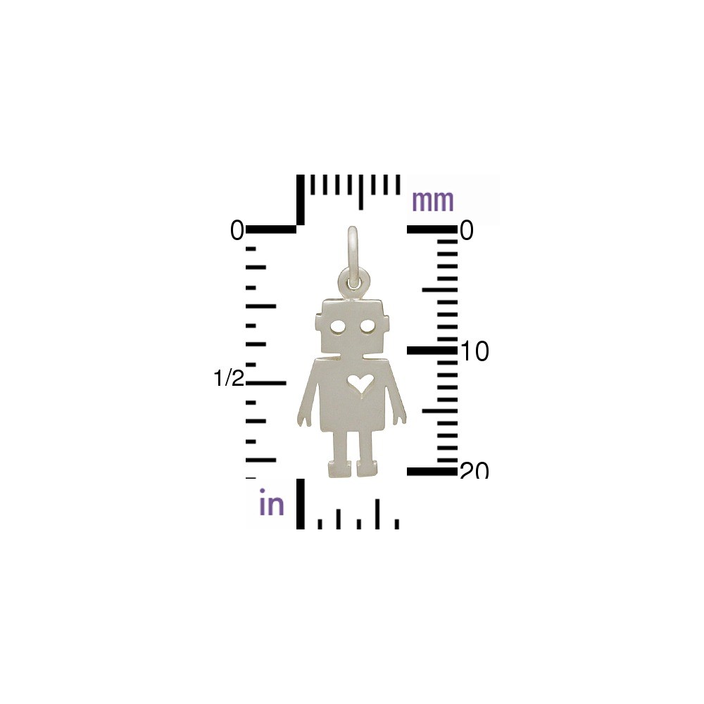 Sterling Silver Robot Charm 22x9mm
