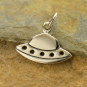 Sterling Silver Flying Saucer Charm - Flat 13x14mm