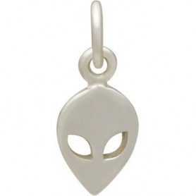Sterling Silver Alien Charm - Flat 14x6mm