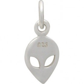 Sterling Silver Alien Charm - Flat 14x6mm